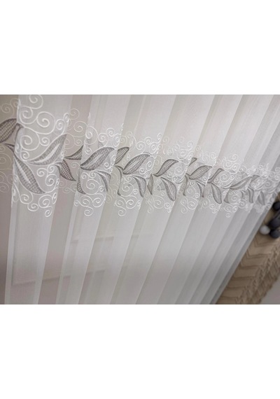 Nivemeshome Lale Gümüş 1/3 Pileli Tül Perde Apm Ekru