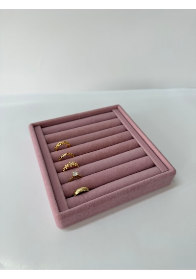 Yerli Üretim Süet Kumaş Pembe Renk 15 Cm / 15 Cm Yüzük Sergileme Pembe