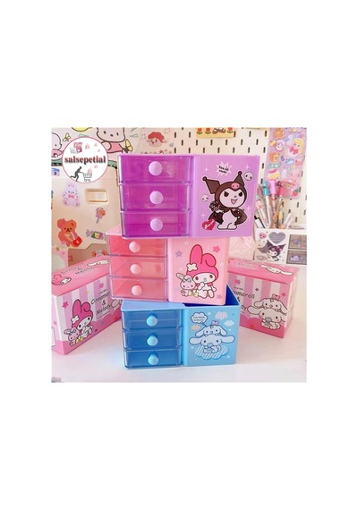 Cinnamoroll Kalem Kutusu Masaüstü Kalemlik Cinnamoroll Çekmeceli Kalem Kutusu Masa Üstü Organizer Turkuaz