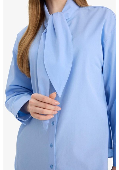 Defacto Poplin Gömlek Tunik G8431ax26spbe303 Mavi-be303