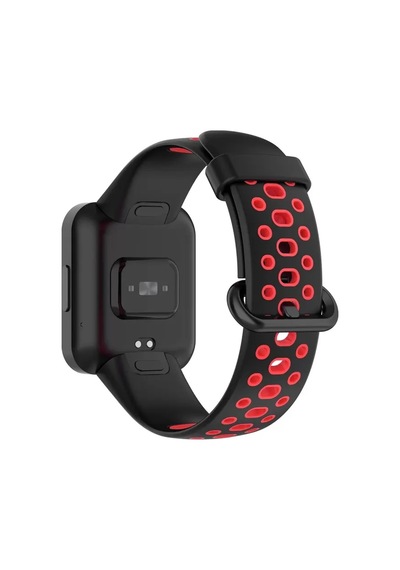 Xiaomi Redmi Watch 2 Spor Delikli Kordon - Siyah-kırmızı Ahşap