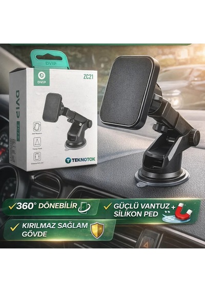 Erdo Ticaret Zc21 Araç Telefon Tutucu 360 Döner Güçlü Vantuzlu Telefon Standı Erdotıca Standart