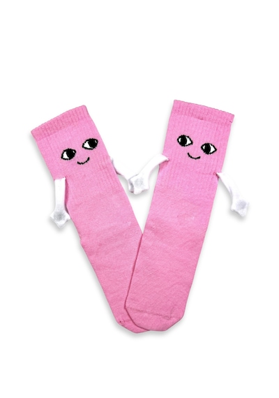 Yedi Renk Mıknatıslı El Ele Tutuşan Çorap Arkadaşlık Spor Çorabı Eğlenceli Ve Komik Pembe