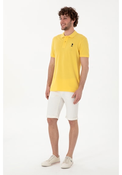 U.S. Polo Assn. Erkek Slim Fit Polo Yaka Sarı Basic Tişört 50298041-VR044