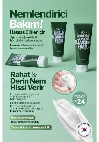 Derma Factory Hassas Ciltler İçin %24 Houttuynia Cordata İçeren Vegan Temizleyici Derma Factory Foam 120 gr