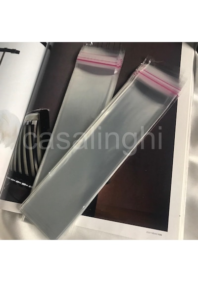 5x20 Cm Kapak Payı Dahil Kendinden Yapışkanlı Şeffaf Poşet Bantlı Jelatin Opp Torba Paket 5x2
