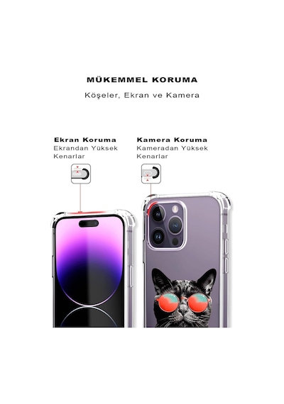 Samsung Galaxy S20 Fe Uyumlu Kedi 3 Baskılı Şeffaf Köşe Korumalı Antişok Kılıf