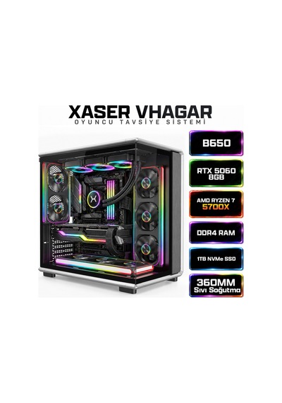 Xaser VHAGAR-X15 R7-5700X 32 GB 1 TB M.2 NVMe SSD 8 GB RTX5060 Free Dos Masaüstü Oyuncu Bilgisayarı