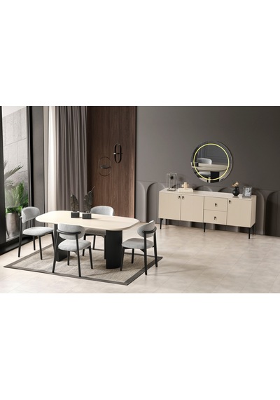 Zeno Oval Ahşap Bohem Yemek Masası 90x200 Krem Zeno Oval Ahşap Bohem Yemek Masası 90x200 Krem