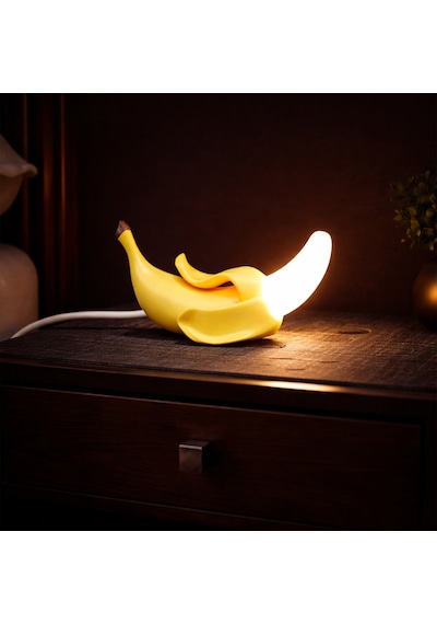 Banalight Modern Tasarım Muz Formlu Dekoratif Gece Lambası Sarı Ve Beyaz