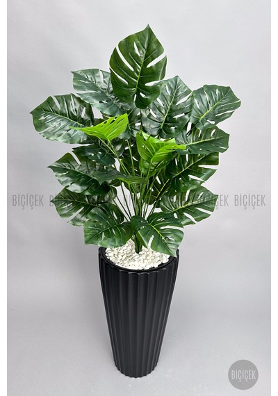 Yapay Monstera Deve Tabani Bi Tki Si 130 Cm Si Yah Li Lyum Saksıda Siyah