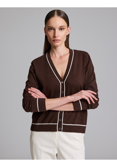 Pierre Cardin Kahverengi Slim Fit Basic Triko Hırka 50333949-vr029