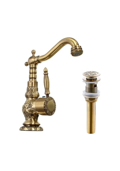 Banyo Lavabo Bataryası Antik + İşlemeli Gider Süzgeç