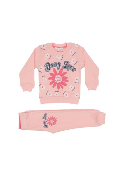 Bebegen Kız Çocuk Pudra Daisy Love Papatya Baskılı 2'li Takım Çok Renkli