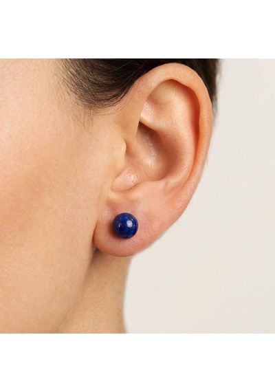 Lapis Lazuli Çelik Küpe 8 Mm Küre Kesim Kararmaz Renkli