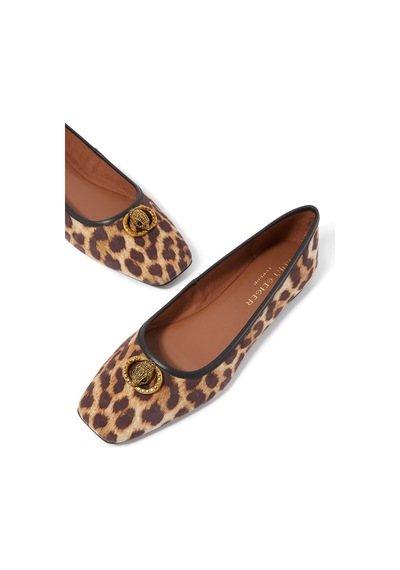 Kurt Geiger Chelsea Leopar Desenli Kare Burun Balerin Ayakkabı Kahverengi