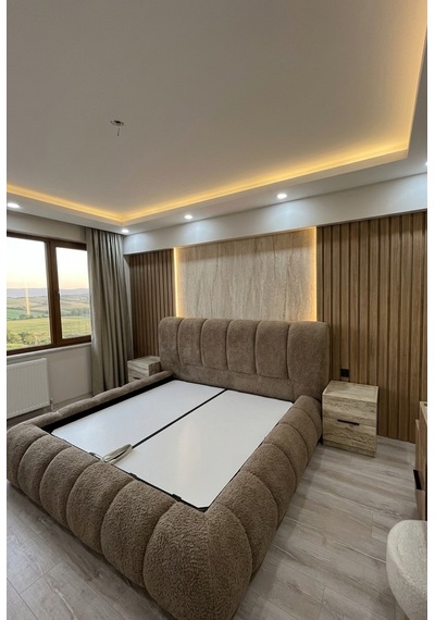 Most Piatto Premium Bazalı Karyola Kahverengi Bukle Kumaş 180x200 Cm. Yatak İçindir Evinize Teslim 180 x 200 CM