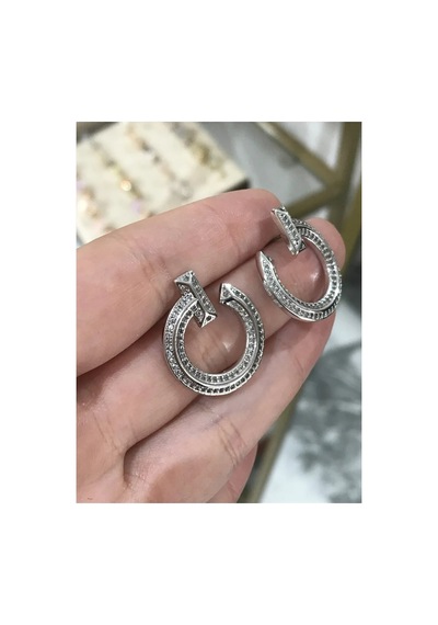Trend Model Taş Detaylı Küpe Gümüş