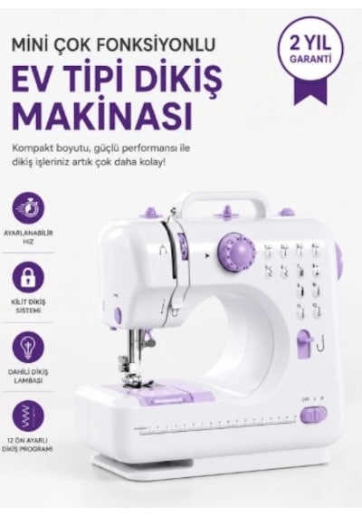Kompakt Çok Fonksiyonlu Dikiş Makinesi 12 Desenli Ayarlanabilir Hızlı Ayak Pedallı Standart