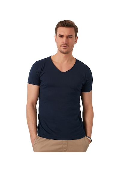 Buratti Pamuklu Slim Fit V Yaka Basic Erkek T Shirt 5412001 Lacivert