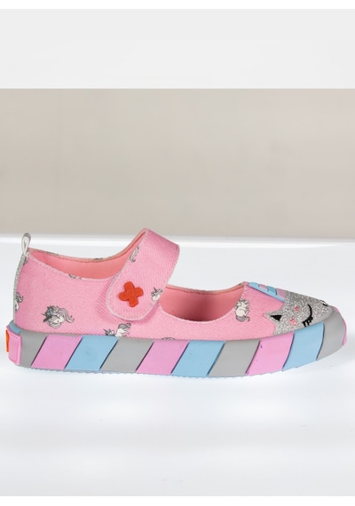 Unicorn Kanvas 3d Baskılı Kız Çocuk Babet Pembe