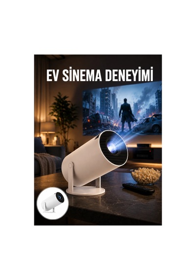 Sinema Projektörü Android Hdmı Usb Wifi Ses Çıkışlı Ayaklı Projeksiyon Taşınabilir Yeni Nesil Çok Renkli