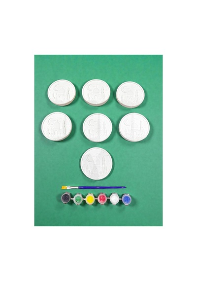Ramazan İslami Temalı Taş Boyama Seti 7 Adet Etkinlik Workshop 8 Cm Çap