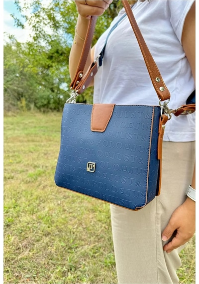 Just Polo Kadın Orta Boy El Ve Omuz Çantası Mh4059mh Yeni Lacivert Taba