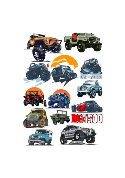 Jeep Offroad Araba Sticker Set 13 Parça Telefon, Tablet, Defter, Laptop Sticker