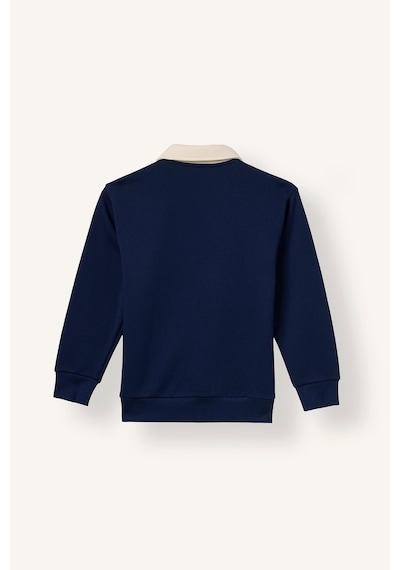Defacto Oversize Polo Yaka Çizgili İçi Yumuşak Tüylü Uzun Kollu Sweatshirt Erkek Çocuk I3296a826wnnv31 Lacivert-nv31