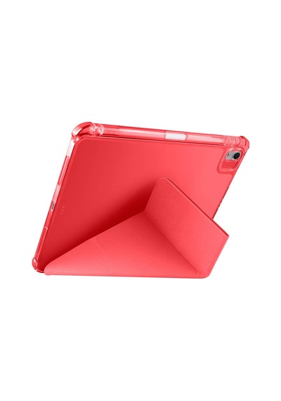 İpad Air 11 2025 M3 A3266-a3267-a3270 Uyumlu Kalem Bölmeli Dönebilen Üçgen Standlı Tri Folding Tablet Kılıfı - Rose Gold - T36453