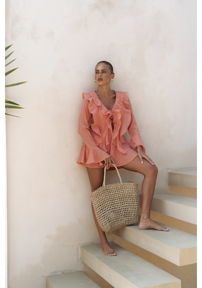 Mai Collection Mai Studios Co. Aliza Kiremit Gömlek Şort Takım Kiremit