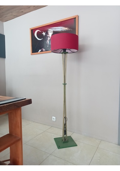 Ahşap Lambader- Aydınlatma Orman Yeşili- Bordo