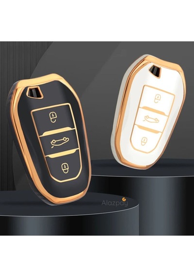 Peugeot 208 308 508 2008 3008 5008 Tpu Anahtar Kılıfı Sustasız - Kırmızı Gold