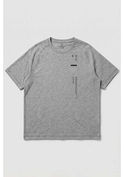 Tommy Life Gri Melanj Baskılı Battal Büyük Beden Kısa Kollu Erkek T-shirt - 88465