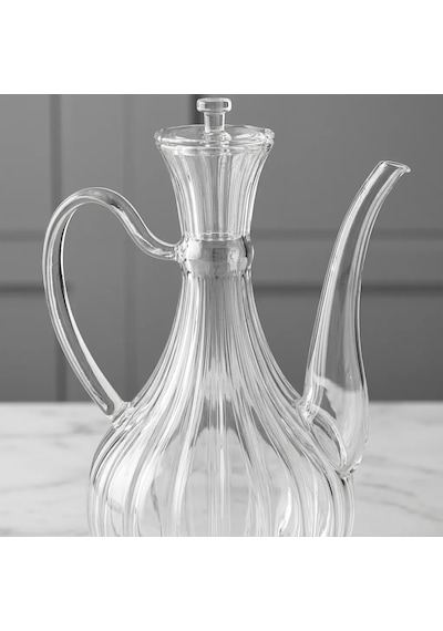 Cam Yağdanlık 750 Ml Glory Çizgili Borosilikat Sirkelik El Üretimi Yağ, Sirke Ve Sos Şişesi Çizgili-cam Şeffaf
