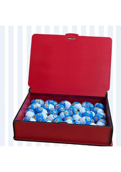 Nostaljik Lezzetler Ozmo Mini Yumurta Yazılı Kırmızı Ahşap Hediye Kutusu 35'li