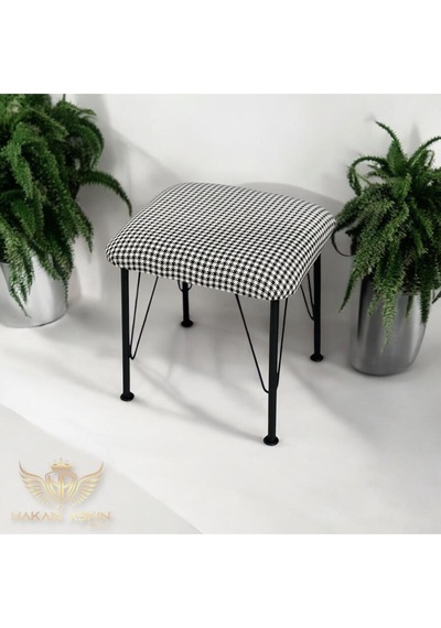 By Hakan Aşkın Metal Ayaklı Dübel Montajlı Kazayağı Kapitonesiz Puf 40x45 Cm Kazayağı Kumaş