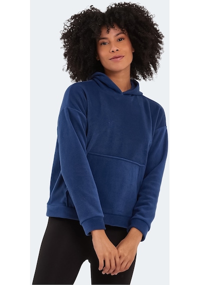 Slazenger SASSA IN Kadın Kapüşonlu Cepli Indigo Polar
