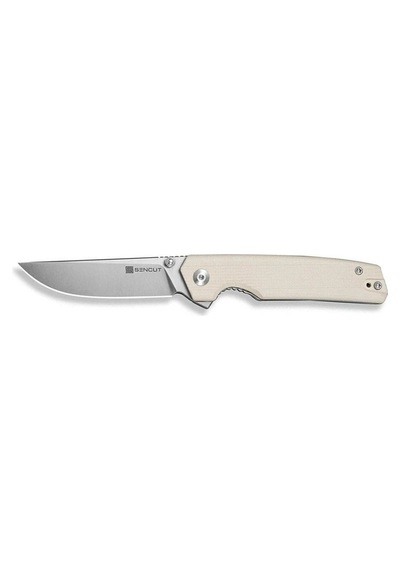 Sencut Stria Milled Ivory G10 Handle Satin Finished D2 Blade Blade Çakı Beyaz