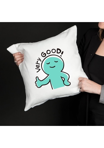 Very Good Yazılı Sevimli Karakter Tasarımlı Dekoratif Yastık Kılıfı Eğlenceli Baskı, İçi Boş Çok Renkli
