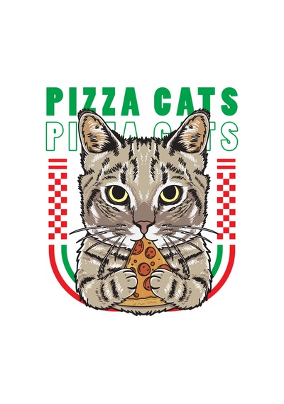 Paybuy Kadın Oversize Kedi Pizza Baskılı Kısa Kollu Rahat Kesim Grafik T Beyaz