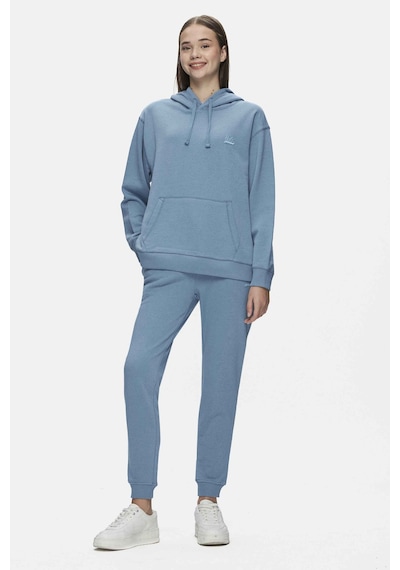 Ucla Weber Mavi Bisiklet Yaka Nakışlı Oversize Kadın Sweatshirt Mavi
