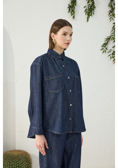 Aker Lacivert Denim Gömlek Lacivert Lacivert