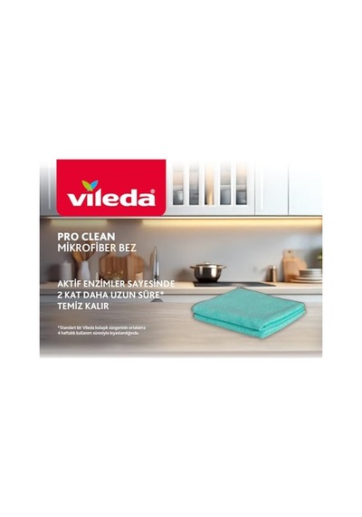 Vileda Pro Clean Aktif Enzimli Mikrofiber Temizlik Bezi, 3 Lü Paket Açık Bej