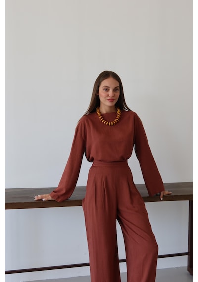 Laluvia Kiremit Marisol Bluz Pantolon Takım Kiremit