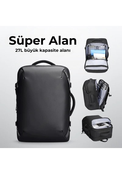 Mark Ryden Infinitely Genişletilebilir Çoklu Bölmeli Laptop Giysi Siyah Renk Sırt Çantası G1 Mr9993 Siyah