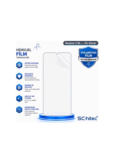 Realme C30 Uyumlu Ön Yüzey Nano Şeffaf Hidrojel Ekran Koruyucu 58074547