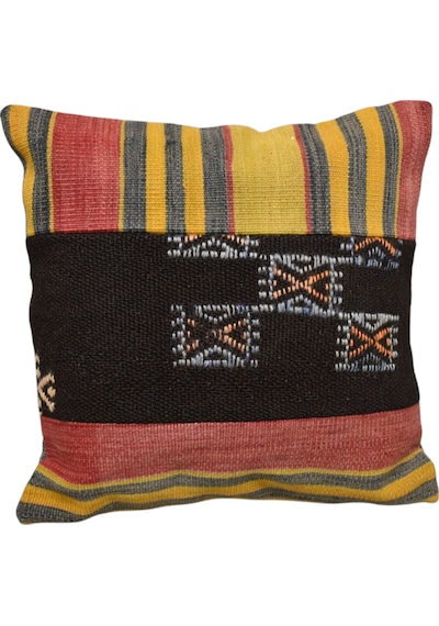 Zehra Abla Halı Yeni El Dokuma Patchwork Kırkyama Dekoratif Kilim Kırlent Yastık Kılıfı 6001
