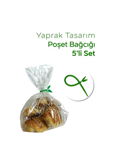 Yaprak Tasarımlı Silikon Poşet Bağlayıcı Kablo Sabitleyeci 5 Li Set 17 Cm Poşet Klipsi Diğer